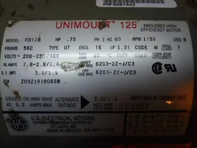 USED US ELECTRICAL MOTORS F012B
