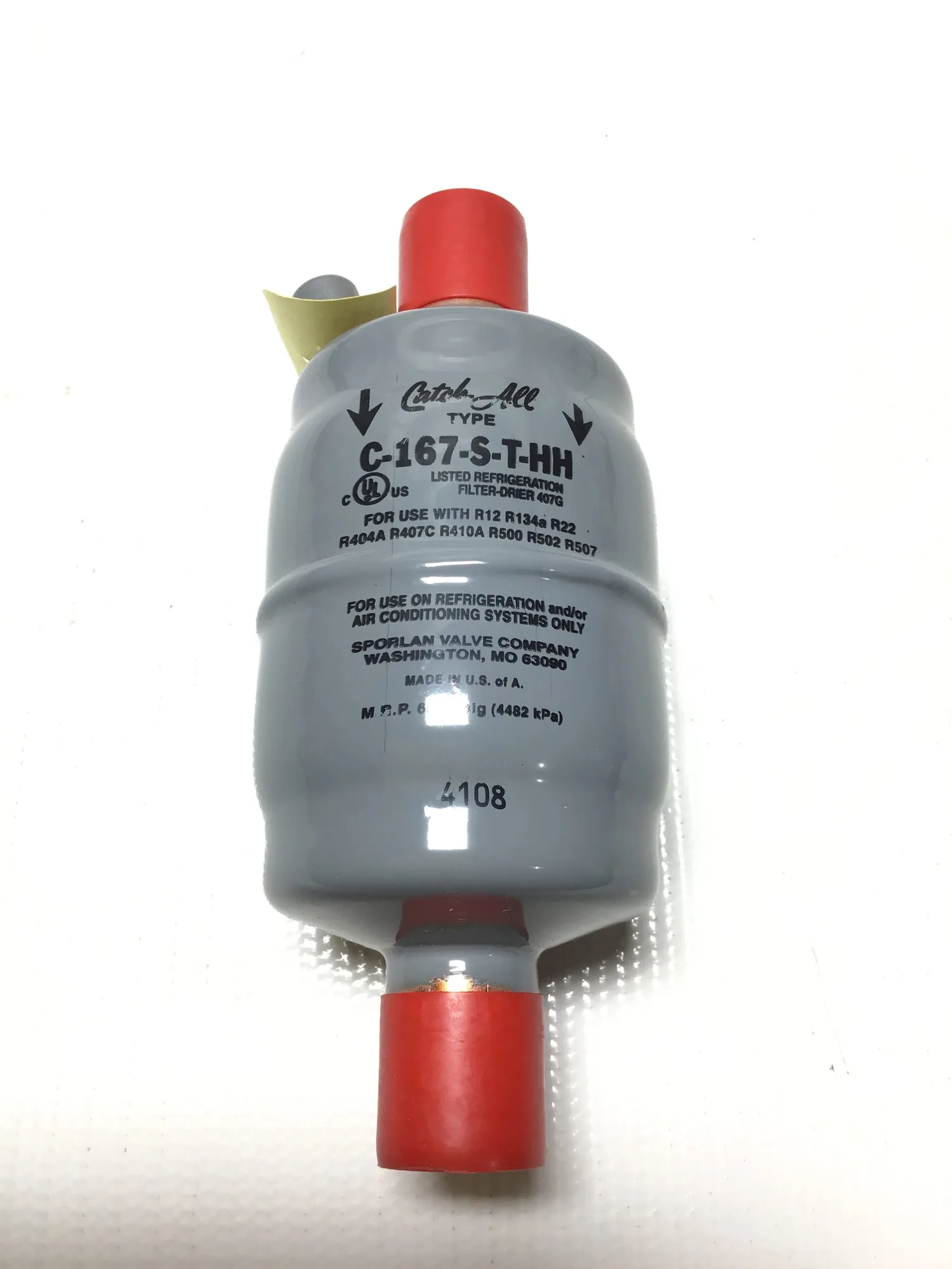 Sporlan C-167-S-T-HH Catch-All Suction Line Filter-Drier 7/8 ODF Solder 650PSIG