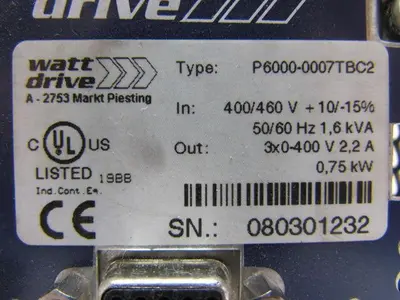 ProfiLine Watt Drive Inverter 400/460V 1.6Kva Input 0-400V 2.2A 3Ph Output .75KW