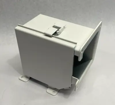 USED HOFFMAN NVENT ELBOW 90-DEGREE WIREWAY FITTING, TOP OPEN PAINTED WHITE