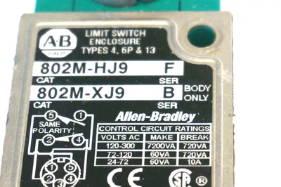 ALLEN BRADLEY 802M-HJ9 LIMIT SWITCH SER. F 802MHJ9