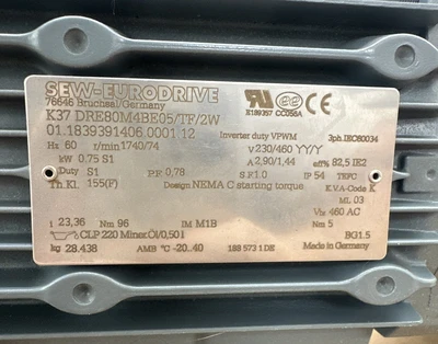 Used SEW EURODRIVE K37 DRE80M4BE05/TF/2W Motors (misc) Indiana US | J&J Industrial Supply #1348233