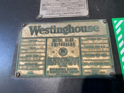 Westinghouse B-28-B Oil Circuit Breaker, 1200A, 15KV, 125V Trip