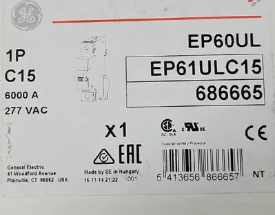 GENERAL ELECTRIC EP61ULC15 Modular Plus Circuit Breaker Loc 4E-4