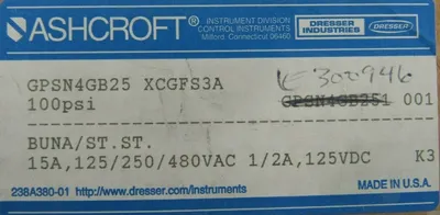 NEW ASHCROFT GPSN4GB25-XCGFS3A PRESSURE SWITCH 100PSI GPSN4GB25XCGFS3A
