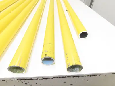 1-1/4"x 48" Sch 40 Yellow Aluminum Speed-Rail 1.66" Pipe OD  Mixed Lot of 9