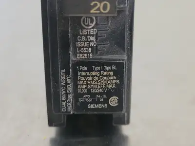 20 Amp, 1 Pole, 120/240 volts Circuit Breaker B120