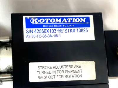 USED ROTOMATION ROTARY ACTUATOR 1" BORE 30° SINGLE RACK 1/8" NPT