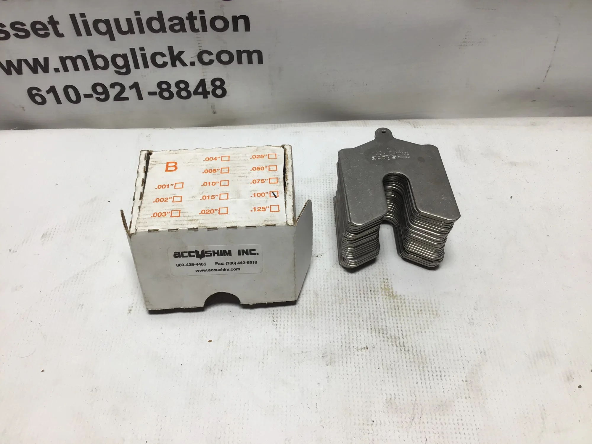 Accushim B-100Pk 3 x 3 shim stainless steel .100” 3/4” 28 pieces per box
