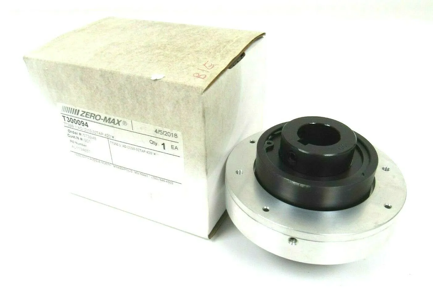 NEW ZERO-MAX T300094 COUPLER TT3SS 1" AD (2)10-32TAP 420"#