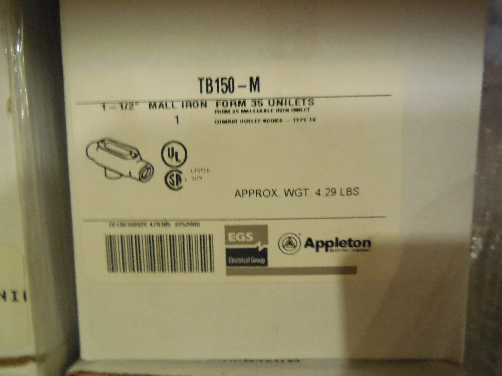NEW APPLETON TB150-M MALL IRON UNILET TB150M