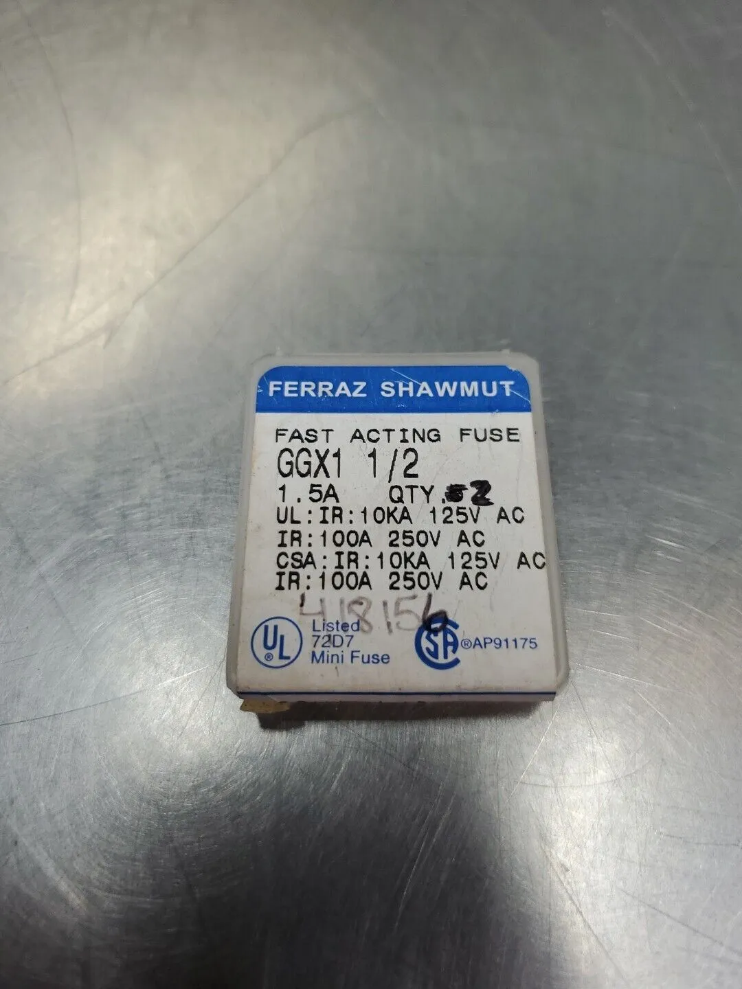 Ferraz Shawmut GGX 1/2 Fuse, 1.5A 125-250V, Lot of 2. 4C-38