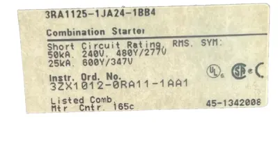 NEW SIEMENS 3RA1125-1JA24-1BB4 COMBINATION STARTER 3RA11251JA241BB4