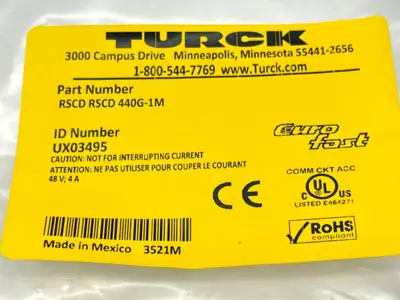 RSCD RSCD 440G-1M | Turck  Ethernet Cordset M12 Male UX03495 - New