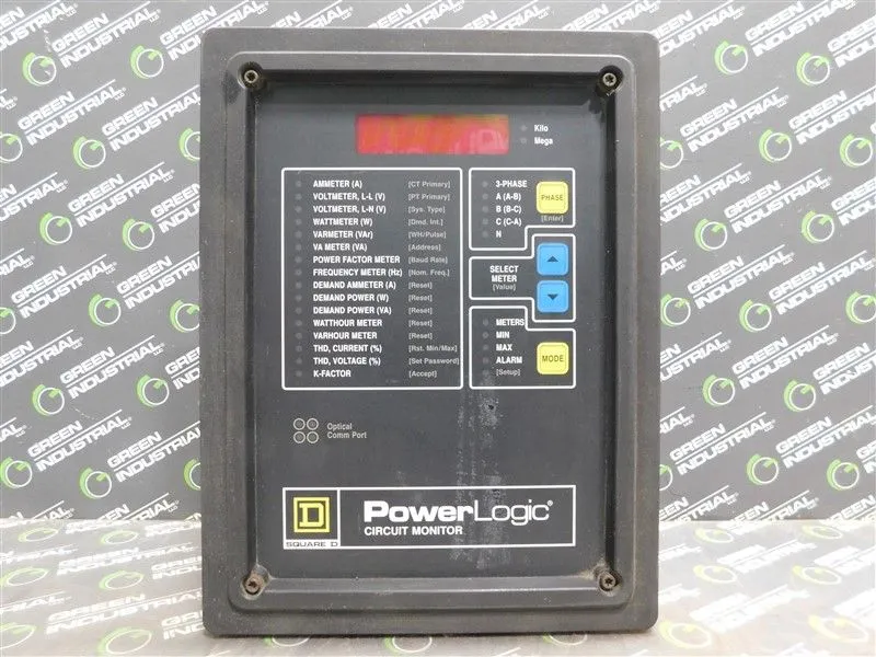 Square D 3020 CM-2250 Power Logic Digital Circuit Monitor with IOM-4411-20 Used