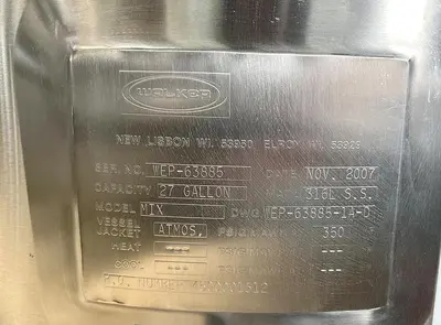 Used 27 Gallon Jacketed Tank, 316L Stainless Steel, Electrically Heated Multi-Zone Jacket