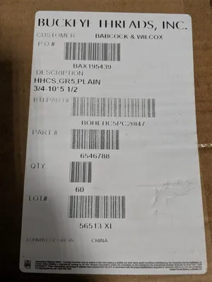 60 Count Buckeye Threads Inc. 3/4-10 * 5-1/2 Hex Head Cap Screws New NIB