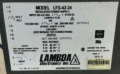 LAMBDA REGULATED POWER SUPPLY LFS-42-24 Rev.A Loc.4A