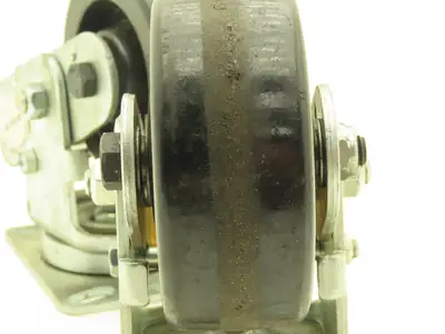 Spring Loaded Swivel Caster 4-3/4"x2" Plastic Wheel 6.25"x4.5" Plate Lot of 2