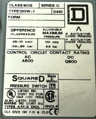 NEW SQUARE D 9012 GGW-1