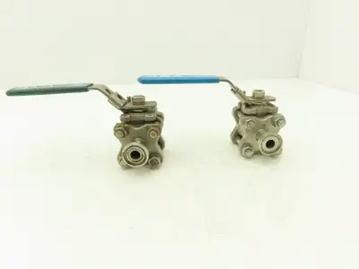 VNE 1/2"-316 1/2" Stainless Steel Sanitary Tri-Clamp Ball Valve 1000WOG Lot of 2