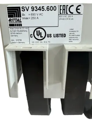NEW RITTAL SV 9345.600 CIRCUIT BREAKER COMPONENT ADAPTER 250A 690V 3-POLE
