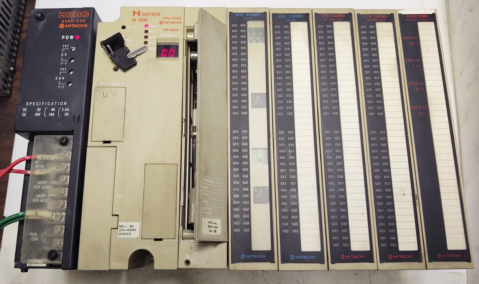 HITACHI PLC H-300 SERIES CPU-03Ha YAGV12MH AVRC-04H ROM-16H XDC24DMH YTR24DMH