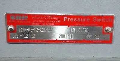 NEW STATIC O RING 12NN-K5-M2-C2A-RR PRESSURE SWITCH 12NNK5M2C2ARR