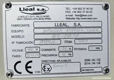 Used LEAL AME-1250-SF Double Arm Mixer Extruders Illinois US | Aaron Equipment #1548833