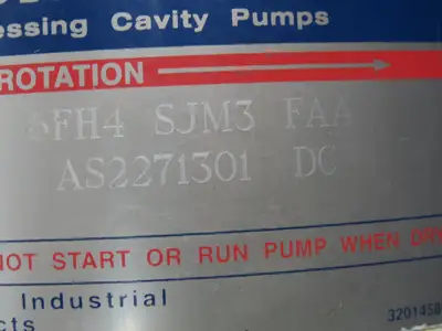 Moyno 6FH4SJM3FAA Progressive Cavity Rotor Pump Sanitary 3Hp 3PH *Bad Stator*