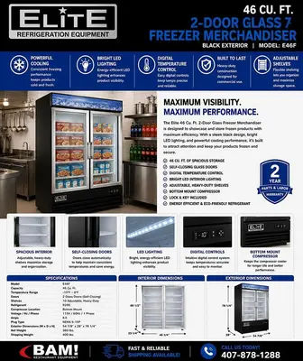 Elite Glass 2-Door Freezer Merchandiser