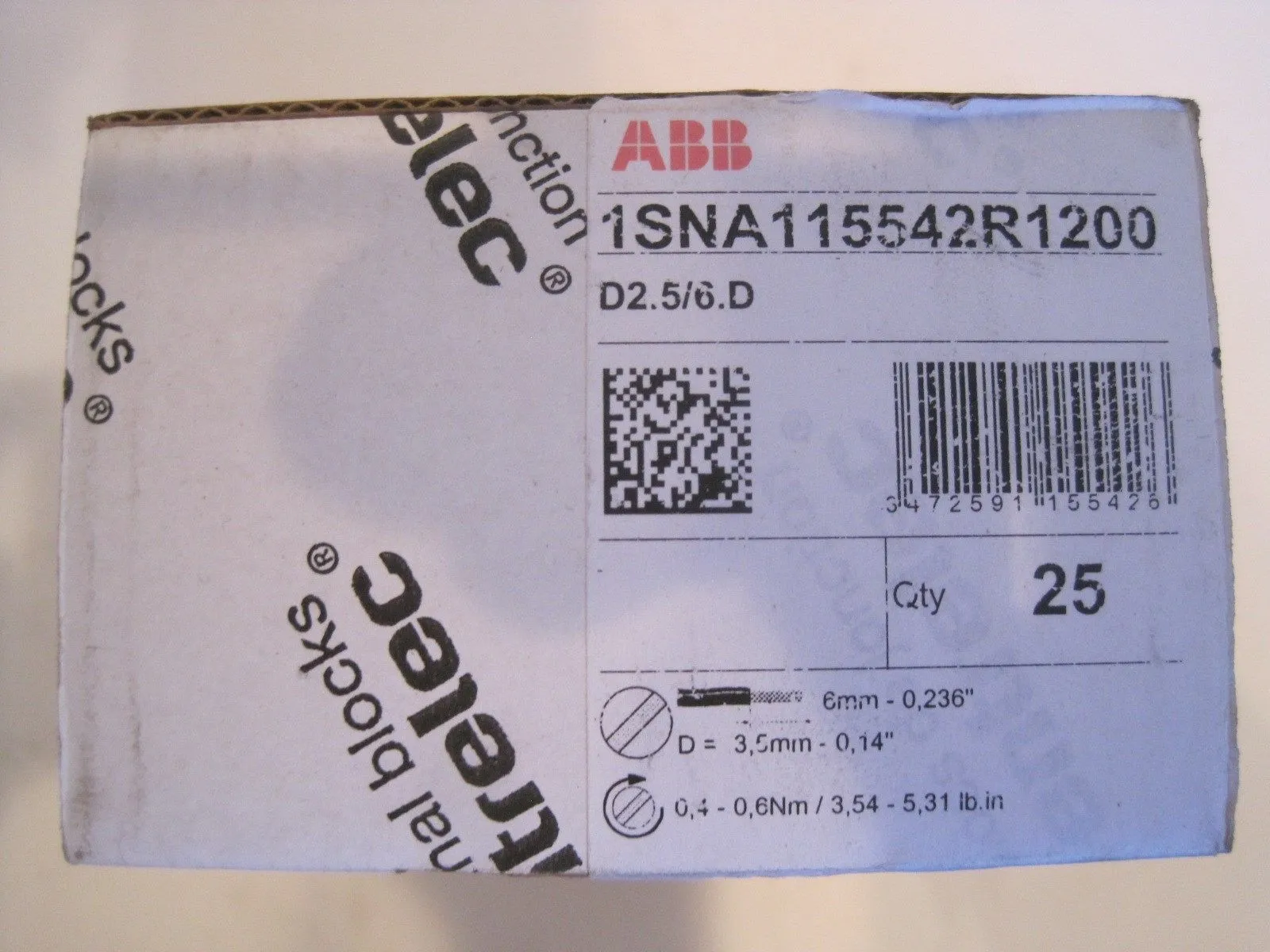 25 NEW ABB 1SNA115542R1200 TERMINAL BLOCKS