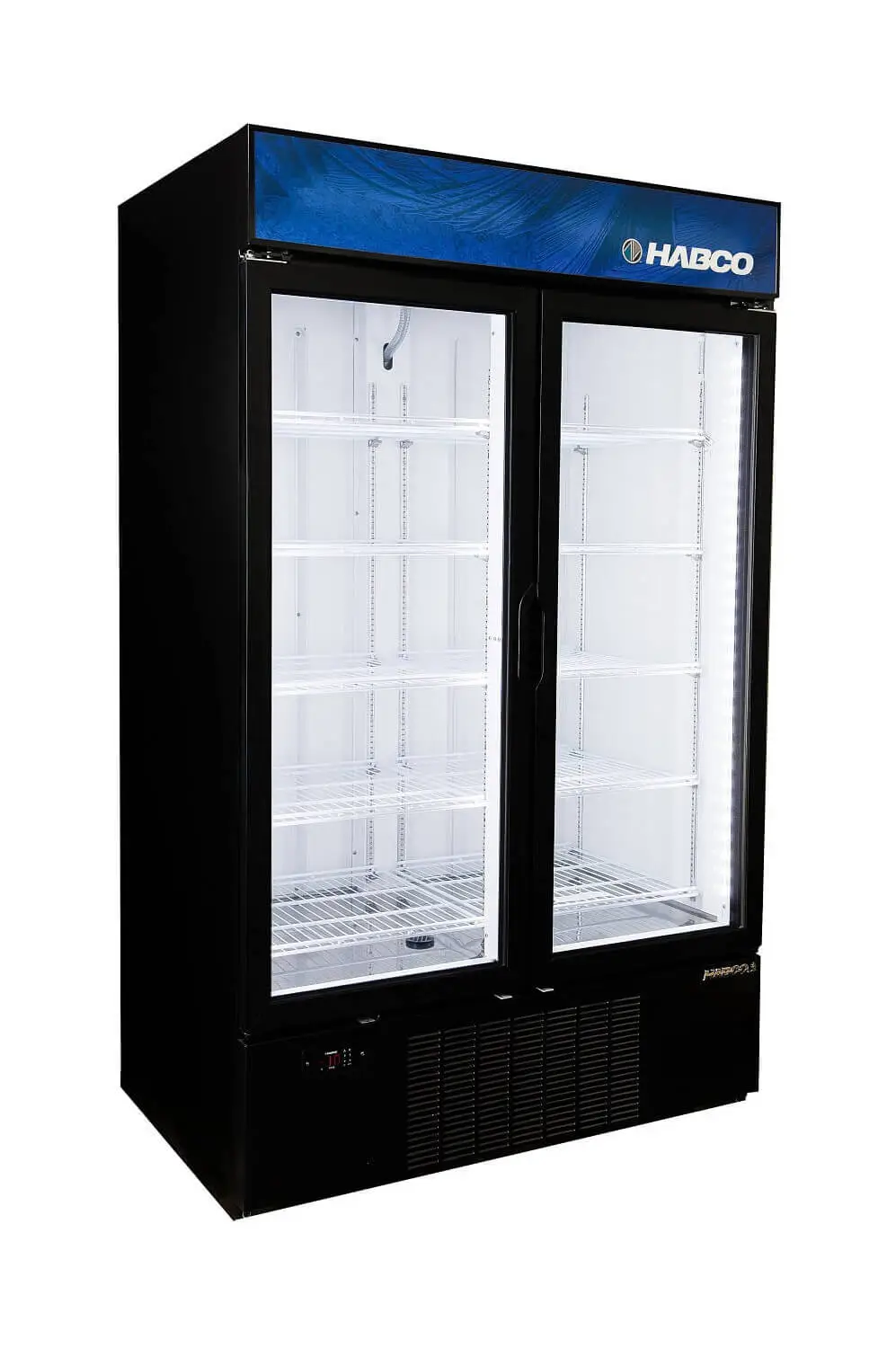 181-0011 Habco SF46HCBXM Glass Swing Door Self-Contained Freezer Merchandiser