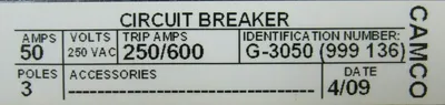 NEW WESTINGHOUSE G-3050 CIRCUIT BREAKER G3050 999 136