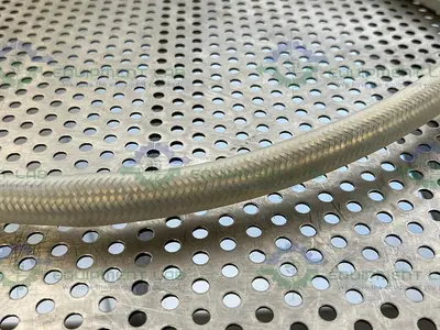 USED 96" STAINLESS STEEL BRAIDED HOSE W/ PARKER FS-502-8FP CONNECTOR TO THREADED