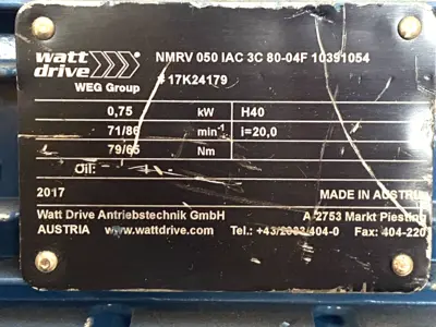 New | in-Stock WEG Worm Gearmotor 0.75kW 230/460V I=30 w/Motovario NMRV050 10391054 Gearmotors Michigan US | Maverick Industrial Sales #1394322