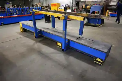 18,000 Lb. x 25″ EQUIPMENT INC Single Uncoiler w/Feed Ramp, Coil Car & Back Stop
