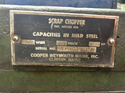 Cooper Weymouth 6" Scrap Chopper Recycle Shred Metal Brass Steel Heavy Duty