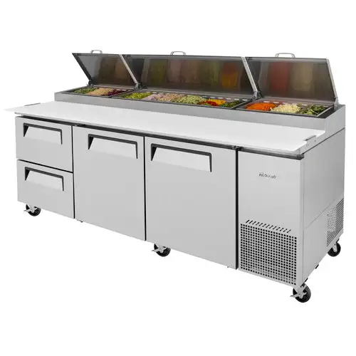 Turbo Air TPR-93SD-D2-N 93" Super Deluxe Pizza Prep Table w/ Refrigerated Base, 115v