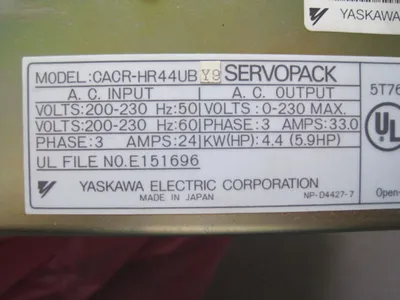REFURBISHED YASKAWA CACR-HR44UB SERVOPACK CACR-HR44UBY9