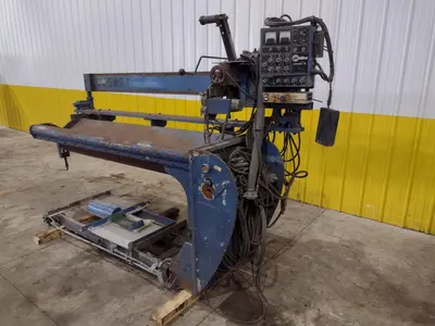 72" JETLINE SEAM WELDER WITH 3-WAY COPPER GROOVE BOTTOM CLAMP & MILLER COMPONENTS: STOCK #23642