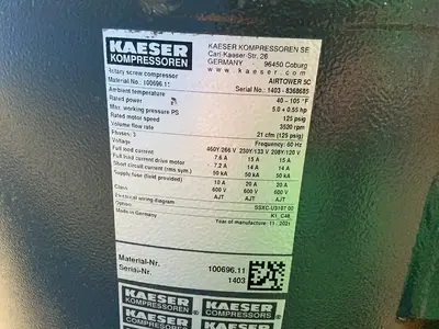 Used 2021 KAESER AIRTOWER 5C Rotary Screw & Sliding Vane Air Compressors Ohio US | HGR 24 #1261180