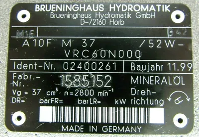 NEW BRUENINGHAUS A10F-M-37/52W-VRC60N000 HYDRAULIC PUMP 02400261 1585152