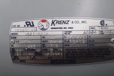Krenz-vent A4P11NB1H Transformer Cooling Fan 1140 RPM 1/6 HP 60HZ - STOCK 5045CC