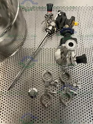 USED ALLOY PRODUCTS 45 LITER STAINLESS STEEL REACTOR 50 PSI W/ BOTTOM DRAIN & VALVES
