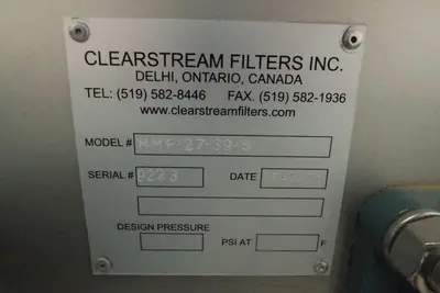 Used CLEARSTREAM MMF-27-39-S Filtration Equipment Texas US | Aucto #1459869