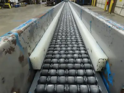 New London Engineering 8"x 20' Plastic Roller Belt Accumulating Conveyor 30 FPM