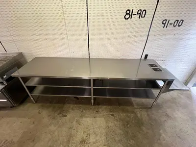 Used Falcon Restaurant Supply Used 128" Heated Top Stainless Steel Table with Step Down Shelf - FG7 - SS373 Steam Tables (Food) Illinois US | Falcon Restaurant Supply #1373735