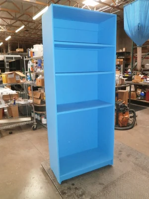 4 shelf- 3- non-movable shelves   Custom Blue Design Storage Unit, 34"x16"x 80"