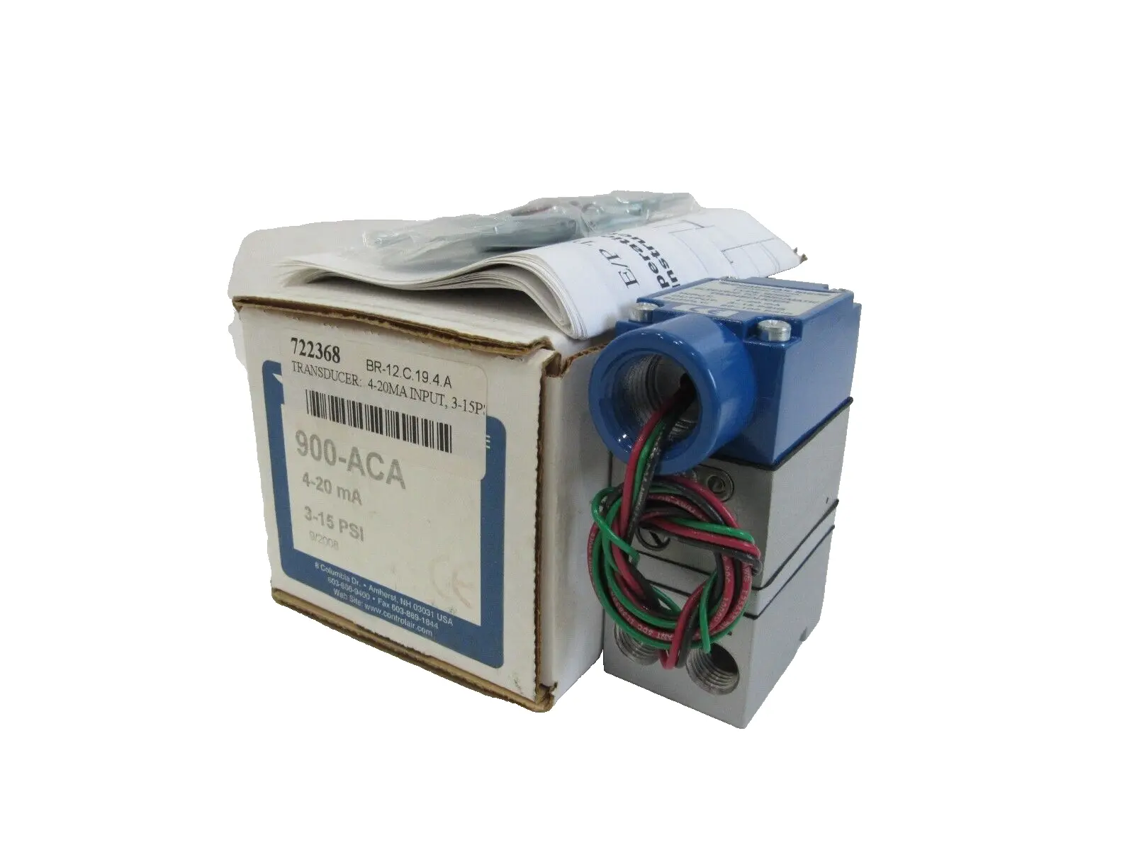 NEW CONTROLAIR INC. 900-ACA TRANSDUCER 4-20MA 3-15PSI